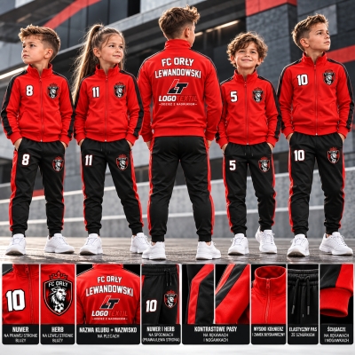 Dres Sportowy Personalizowany Creta czarno-czerwony